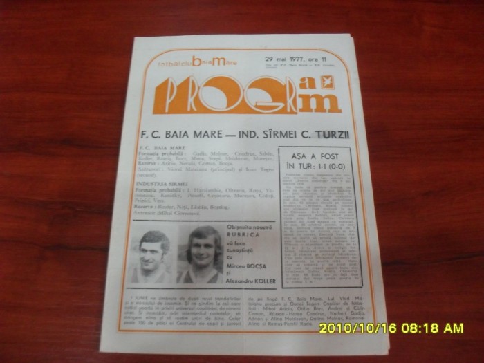 program FC Baia Mare - Ind.S.C. Turzii