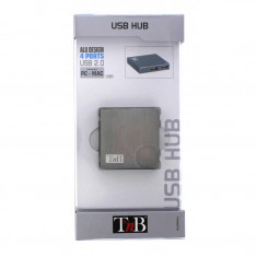 Hub USB 2.0 T&amp;amp;#039;nB , 4 Porturi , Aluminiu , Gri foto