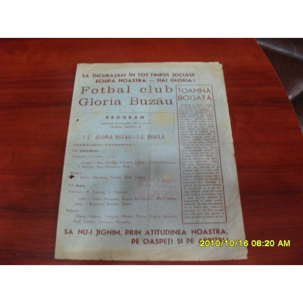 Program Gloria Buzau Fc Braila Okazii Ro