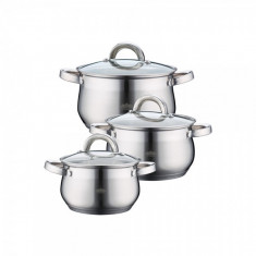 Set oale din inox cu baza triplustratificata Peterhof , 3 piese cu capac, 16cm 18cm 20cm foto