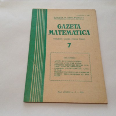 GAZETA MATEMATICA NR 7/1979 foto