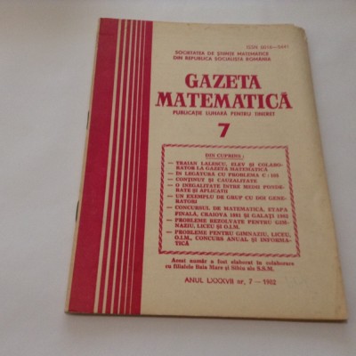 GAZETA MATEMATICA NR 5/1982 foto