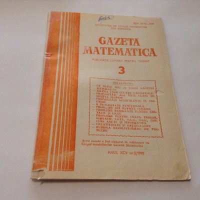 GAZETA MATEMATICA NR 3/1990 foto