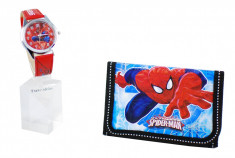 Set ceas pentru copii cu Portofel SPIDERMAN / Ceas baieti + Portofel cu SPIDERMAN din desene animate foto