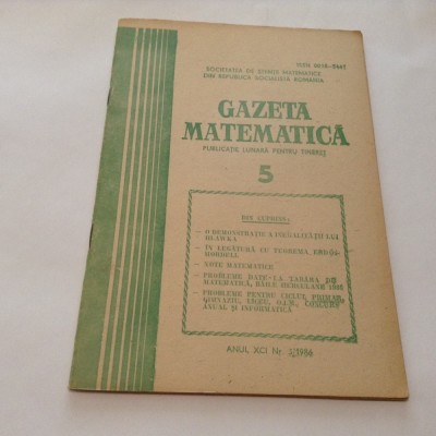 GAZETA MATEMATICA NR 5/1986 foto