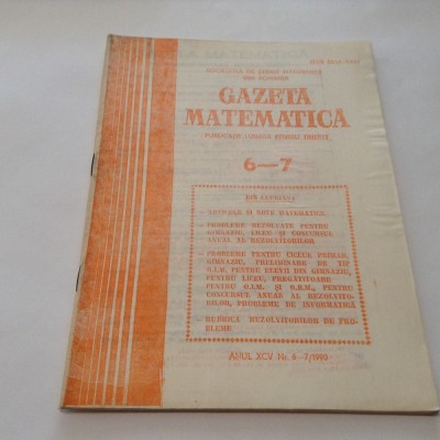 GAZETA MATEMATICA NR 6-7/1990 foto