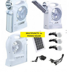 Kit Solar Lampa LED 1W+28SMD 3 Becuri led Ventilator Radio USB incarcare telefon foto