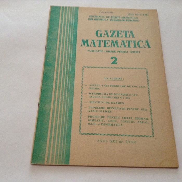 GAZETA MATEMATICA NR 2/1986