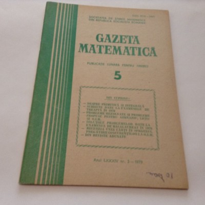 GAZETA MATEMATICA NR 5/1979 foto