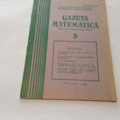 GAZETA MATEMATICA NR 5/1986 foto
