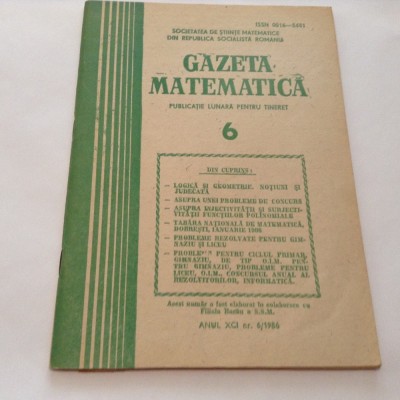 GAZETA MATEMATICA NR 6/1986 foto