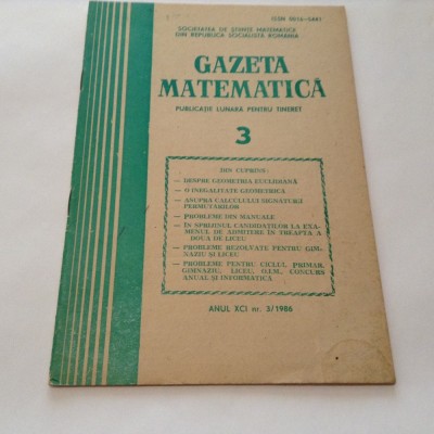 GAZETA MATEMATICA NR 3/1986 foto