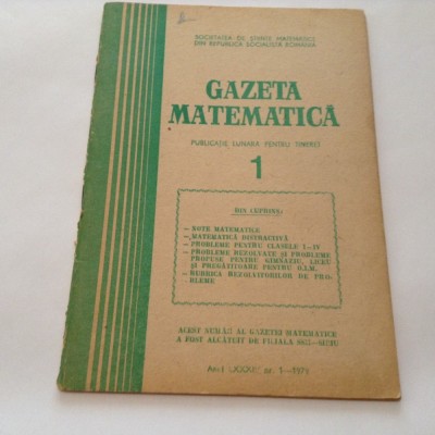 GAZETA MATEMATICA NR 1/1979 foto