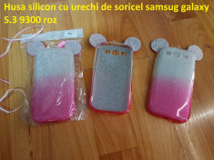 Husa silicon cu urechi de soricel samsug galaxy S.3 9300 roz foto