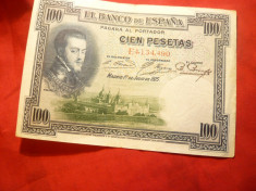 Bancnota 100 Pesetas 1925 Spania , Litera E - Republica foto