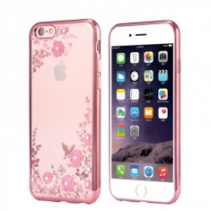 Husa carcasa din silicon electroplating cu cristale pentru iphone 7 Plus model flori, rose foto