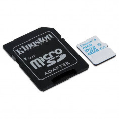 Card Kingston Action microSDHC 16GB Clasa 10 UHS-I U3 90Mbs cu adaptor SD foto