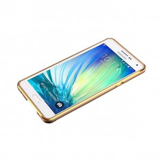 Husa bumper din aluminiu cu capac din plastic Samsung Galaxy A7 A700 2015, auriu foto