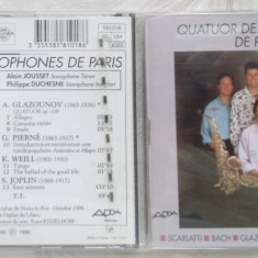 CD ORIGINAL:QUATUOR DE SAXOPHONES DE PARIS:SCARLATTI/BACH/GLAZUNOV/PIERNE/WEILL+