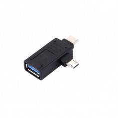 Mini usb 3.0 convertor adaptor Type-c 3.1 la micro usb, negru foto