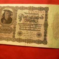 Bancnota 50 000 Marci 1922 , Germania,burelaj violet