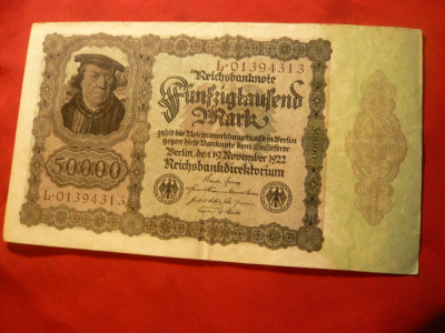 Bancnota 50 000 Marci 1922 , Germania,burelaj violet foto