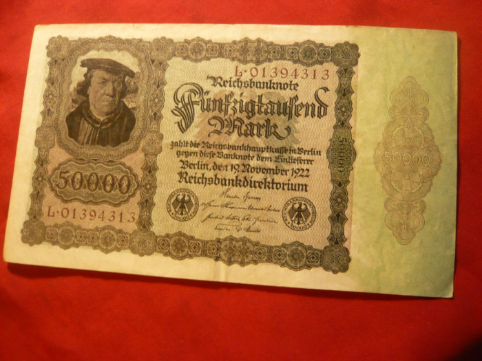 Bancnota 50 000 Marci 1922 , Germania,burelaj violet