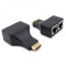 Doua adaptoare HDMI tata la RJ45 1080P HD pentru extensie cablu retea LAN, negru