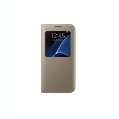 Husa flip s-view Samsung Galaxy S7, auriu foto
