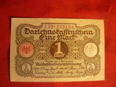 Bancnota Militara 1 Marca 1920 ,serie 3+6 cifre -Germania , cal.NC foto