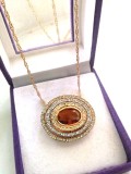 Colier LUXURY placat cu aur galben 18k si cristale-lantisor