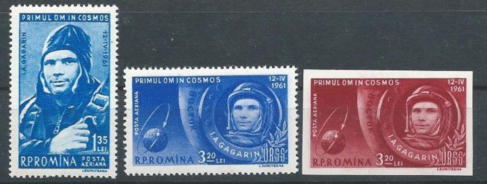 1961 Romania , LP 516,516 a - Primul om in cosmos(dant si nedant) -MH foto mare 1961 Romania , LP 516,516 a - Primul om in cosmos(dant si nedant) -MH foto mare