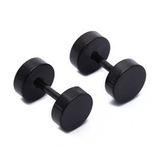 Cercei baieti fete BARBELL - 06 mm - culoare negru foto