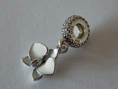 Talisman Pandora autentic 791554EN12 Orhidee alba foto
