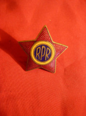 Insigna Militara de Sapca Ofiter RPR , metal si email, d= 3,5 cm foto