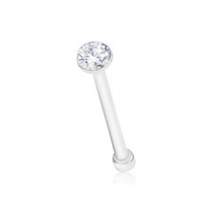 Piercing drept din argint 925, zirconiu rotund transparent foto