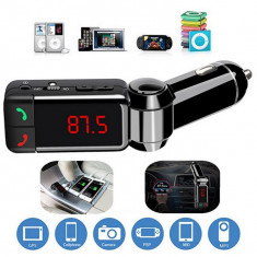 Modulator-Incarcator auto Bluetooth dual port cu MP3, Radio, handsfree, display foto