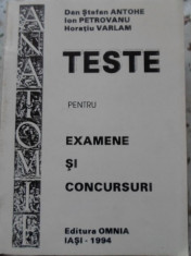 Anatomie. Teste Pentru Examene Si Concursuri - Dan Stefan Antohe, Ion Petrovanu, H. Varlam ,400744 foto