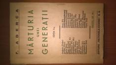 F. Aderca - Marturia unei generatii (1929; ed. a II-a). Ilustratii: Marcel Iancu foto