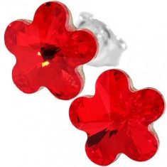 Cercei cu cristale swarovski rosii Flower f 10 surub foto