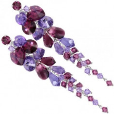 Cercei cu cristale swarovski Amethyst-Tanzanite Waterfall 9,6 cm foto