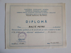 Diploma PCR-Universitatea politica si de conducere,filiala IPB 1982 foto