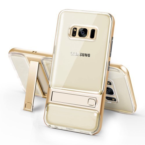 Husa Samsung Galaxy S8 - Hybrid Kickstand Transparent-Gold foto mare Husa Samsung Galaxy S8 - Hybrid Kickstand Transparent-Gold foto mare