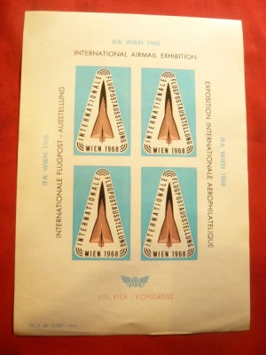 Vigneta de Expozitie internationala de Aviatie - Viena 1968 , urma de sarniera foto
