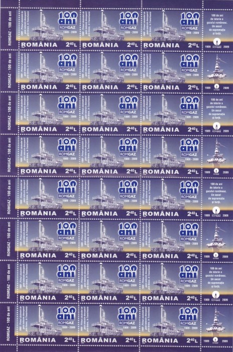 Romania 2009 , Lp 1831 , Romgaz MINISHEET 24 TIMBRE.