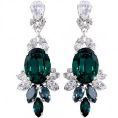 Cercei cu cristale swarovski emerald Oval Crowned Layla 5,8 cm foto