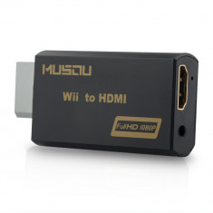 WII to HDMI Full HD 1080P Converter NTSC / PAL 3.5 mm Audio (negru) foto