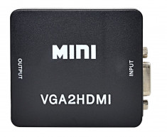 Convertor adaptor VGA la HDMI , VGA to HDMI full hd noi , sigilate model nou foto