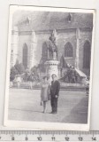 Bnk foto - Cluj Napoca - cca 1970 - Statuia lui Matei Corvin, Alb-Negru, Romania de la 1950, Cladiri