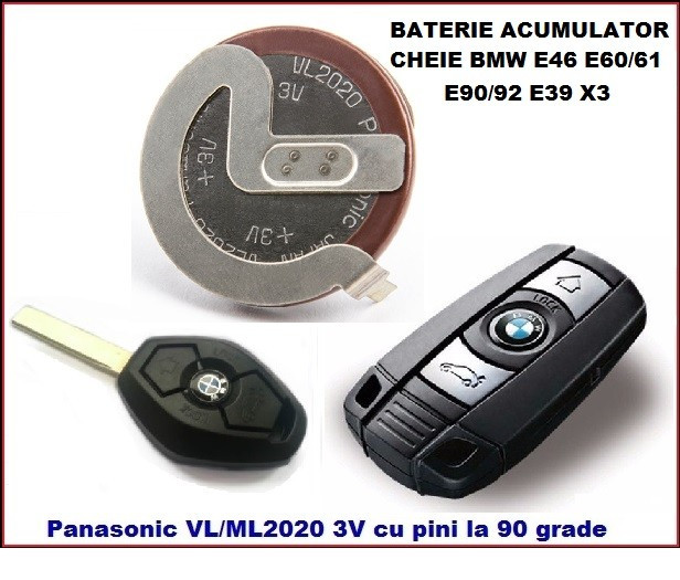 Baterie acumulator cheie BMW E46 E60 E92 E39 E85 330 M3 X3 X5 Panasonic 90  grade | arhiva Okazii.ro